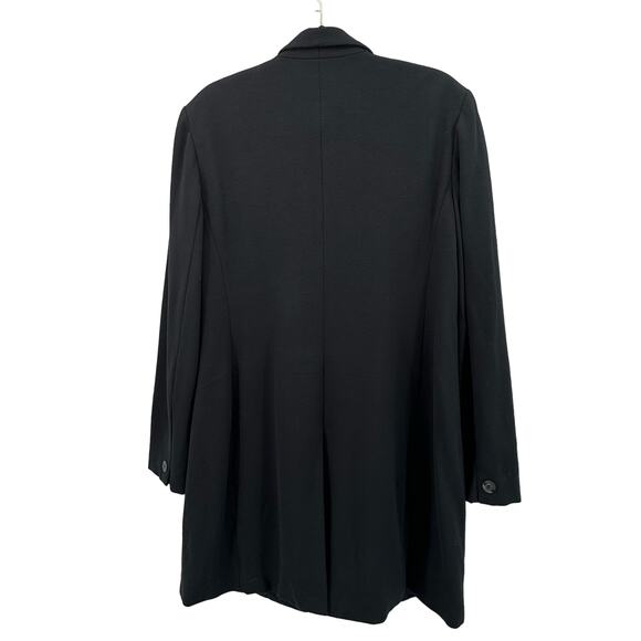 Rena Rowan Dress Coat Black VTG Stretch WMNS Sz 14 Button-Up Lined Collared Slit - Picture 6 of 8